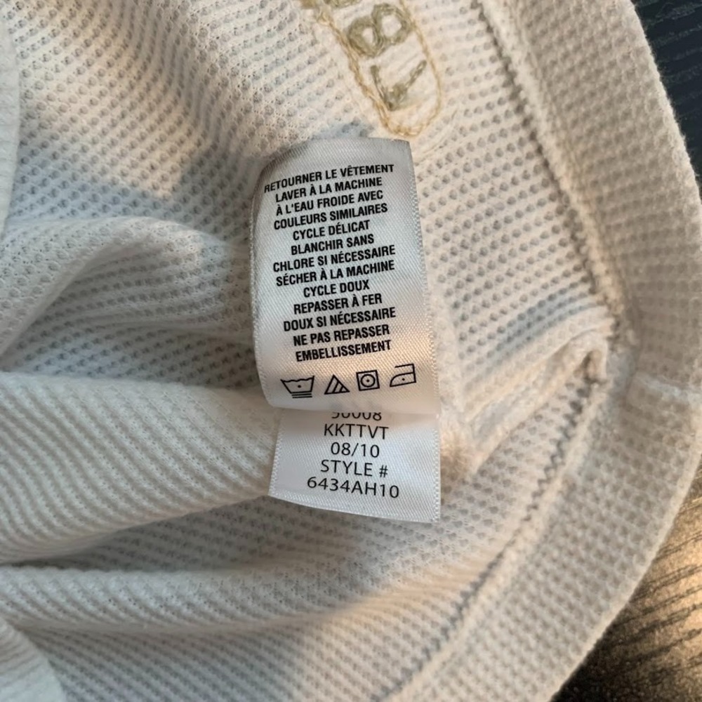 Aeropostale Y2K Waffle Knit White Long Sleeve Shirt Logo Preppy Women's Small - Picture 7 of 8